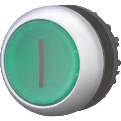 Eaton Leuchtdrucktaster M22-DL-G-X1 | flach | tastend | beleuchtbar | IP67 | Ø22mm | Frontring Chrom | grün
