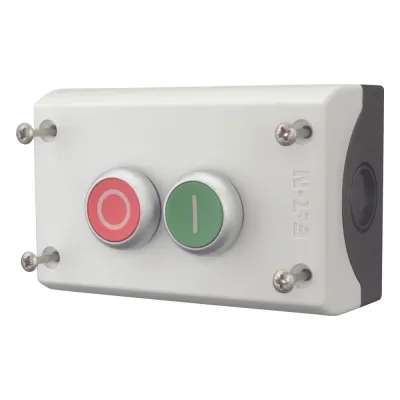 Eaton Drucktaster M22-I2-M1 | 2-fach Komplettgerät 216529 | 2 Schließer 2 Öffner | Aufbaugehäuse IP67/IP69K | grau