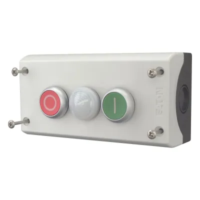 Eaton Drucktaster M22-I3-M2 216533 | Zweifachdrucktaster mit LED-Leuchtmelder | 2 Schließer 2 Öffner | IP67 | grau