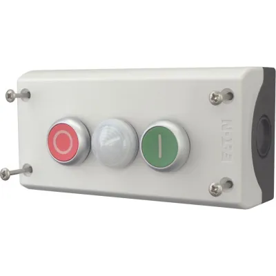 Eaton Drucktaster M22-I3-M2 216533 | Zweifachdrucktaster mit LED-Leuchtmelder | 2 Schließer 2 Öffner | IP67 | grau