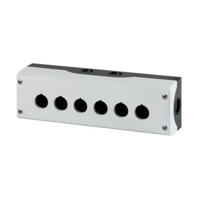 Eaton Aufbaugehäuse M22-I6 | 6-fach | für 22,5mm Taster | IP67 | Kunststoff grau | Edelstahlschrauben | 252x80x56mm