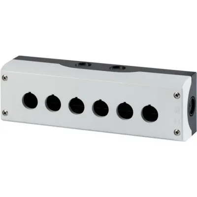 Eaton Aufbaugehäuse M22-I6 | 6-fach | für 22,5mm Taster | IP67 | Kunststoff grau | Edelstahlschrauben | 252x80x56mm