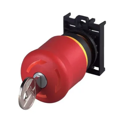 Eaton Not-Aus-Schlüsseltaster | M22-PVS/K01 | Pilzform Ø38mm | 1 Öffner | IP66/IP69K | Rot/Gelb