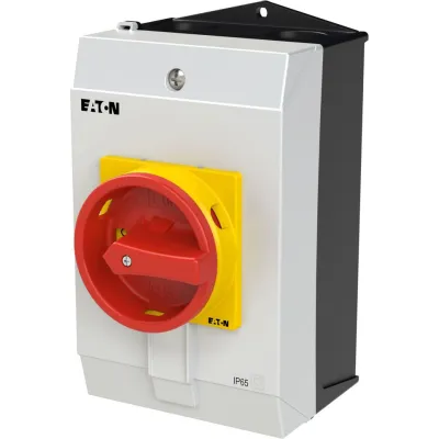 Eaton Hauptschalter P1-25/I2/SVB | 25A 3-polig | Not-Aus-Funktion | abschließbar | IP65 Aufbau | roter Drehgriff