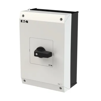 Eaton Lasttrennschalter P3-63/I4 | 3-polig | 63A | Aufbaugehäuse | IP65 | 30kW | schwarzer Knebel | silbernes Schild