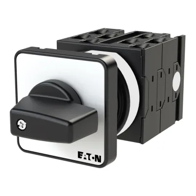 EATON Dahlanderschalter T0-4-8440/E | 3-polig | 20A | 4kW | IP65 | Knebel mit Frontschild | Einbau | schwarz