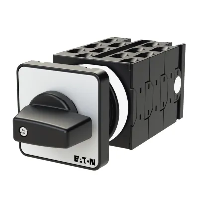 EATON Dahlanderschalter Wende-Polumschalter T0-6-15866/E | 3-polig | 4kW | 20A | IP65 | Einbau | Knebel | Schwarz