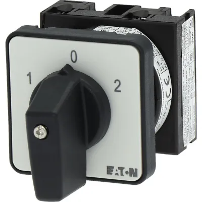 Eaton Umschalter T0-1-8210/E | Lastumschalter 1-polig 20A IP65 | Frontbefestigung | Knebel schwarz | 4kW | 1-0-2