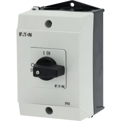 EATON Ein-Aus-Schalter T0-2-1/I1 | 3-poliger Lasttrennschalter 20A IP65 | Schraubanschluss, schwarzer Knebel