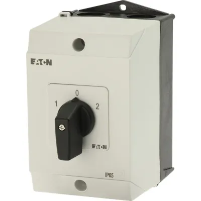 Eaton Lastumschalter T3-3-8212/I2 | 3-polig | 32A | 12kW | Aufbau | IP65 | schwarzer Knebel | 1-0-2 | Kunststoff