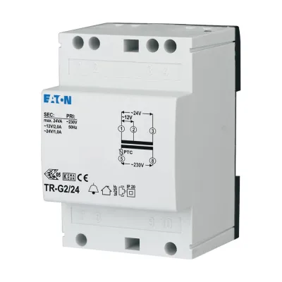 Eaton Klingeltransformator TR-G2/24 272484 | 230V auf 12/24V AC | 2/1A | Hutschienenmontage | 24VA | weiß