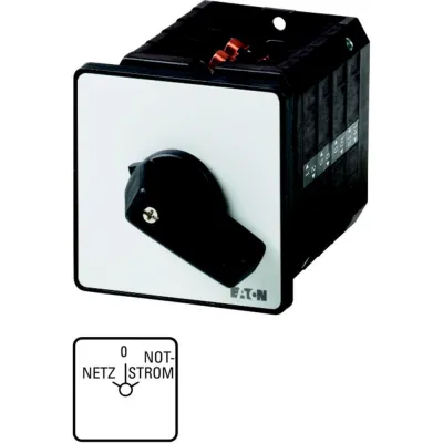 EATON Umschalter T5B-4-8902/E | 4-polig | 63A | 22kW | IP65 | Netz-0-Notstrom | Frontbefestigung | schwarzer Knebel
