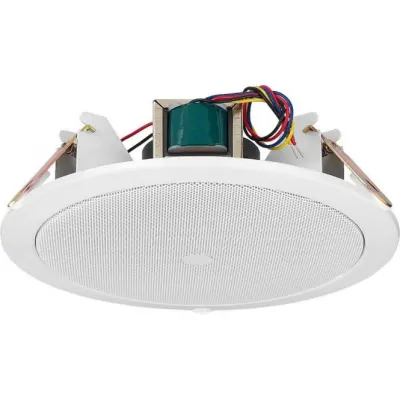 MONACOR Deckenlautsprecher EDL-612 | 100V ELA-Lautsprecher | 165mm Breitband | Metall | Weiß | 3W | Einbau