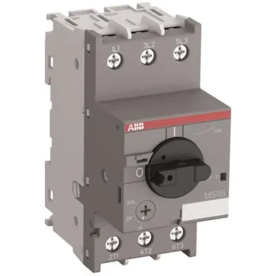 ABB Motorschutzschalter MS116-20 / 1SAM250000R1013 | 3-polig | 16-20A | 400V | thermomagnetisch | Drehgriff | Grau