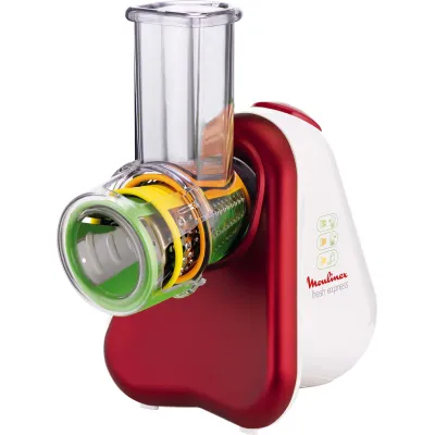 Moulinex Fresh Express DJ7535 | Trommelzerkleinerer 3in1 | 150W | Edelstahl | für Gemüse, Käse, Nüsse | rot