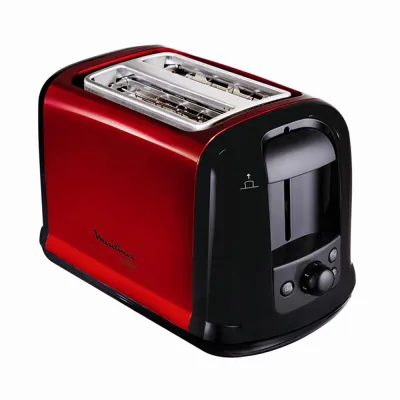 Moulinex Toaster LT261D Subito | 2 Scheiben | Edelstahl | Brötchenaufsatz | 850 W | rot/schwarz
