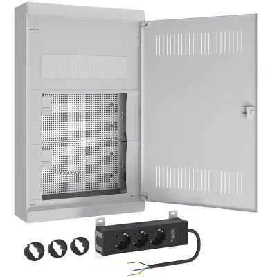 ABN Multimedia-Kleinverteiler AMIGO A36ATL | 3-reihig Aufputz | 3x12TE | Patchpanel 12x Keystone | IP30 | weiß