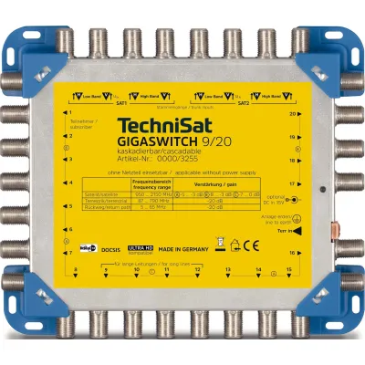 TechniSat GigaSwitch 9/20 Multischalter | 9 Eingänge, 20 Teilnehmer, UHD, kaskadierbar, stromsparend