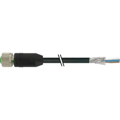 Murrelektronik M12 Buchse 7000-13201-6410500 | geschirmt | gerade | freies Leitungsende | 5m | PUR | IP67 | schwarz