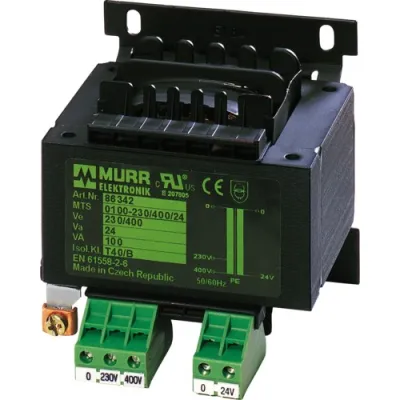 Murrelektronik Trenntransformator 86343 | 160VA | 230-400V auf 24V AC | Einphasen | IP20 | für Tragschienenmontage