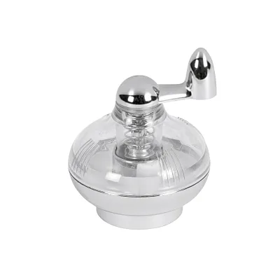 Westmark Muskatmühle Ufo | Muskatnussmühle transparent chrom | Edelstahl-Messer | Vorratsbehälter | Ø 8,5 cm