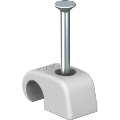OBO Bettermann Haft-Clip 2026 25 LGR | Nagelschelle 7-12mm | Kunststoff | Stahlnagel 25mm | lichtgrau RAL 7035