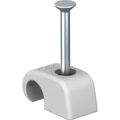 OBO Bettermann Haft-Clip 2026 25 LGR | Nagelschelle 7-12mm | Kunststoff | Stahlnagel 25mm | lichtgrau RAL 7035