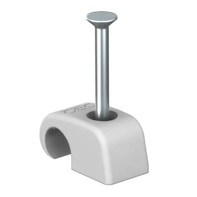 OBO Bettermann Haft-Clip 2026 25 LGR | Nagelschelle 7-12mm | Kunststoff | Stahlnagel 25mm | lichtgrau RAL 7035