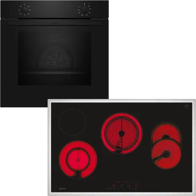 Neff Backofen-Set BX18B | Einbau-Backofen CircoTherm | Glaskeramik-Kochfeld 80cm | A | Schwarz-Edelstahl