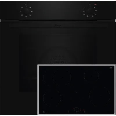 Neff Backofen-Set BX18IB | Induktionskochfeld 80cm | 4 Zonen | CircoTherm | Home Connect | Schwarz-Edelstahl