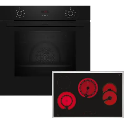NEFF Backofen-Set BX38B0 B1CCC0AK3+T18SDH9L0 | Einbau-Backofen mit Glaskeramikkochfeld 80cm | 71l | Umluft | A+