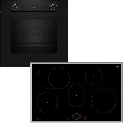 Neff Backofen-Set BX38IB | Einbau-Backofen CircoTherm® | Induktionskochfeld 80cm | Home Connect | Schwarz-Edelstahl