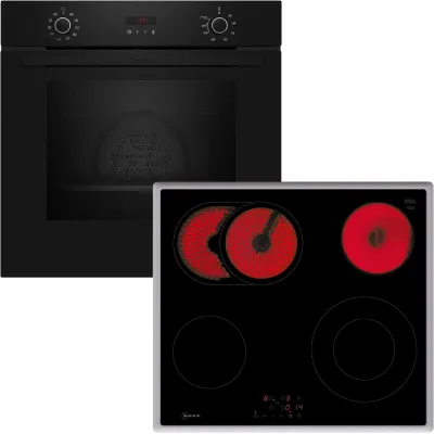 Neff Backofen-Set BX46PB | Pyrolyse | CircoTherm | Glaskeramik-Kochfeld | 60 cm | Schwarz-Edelstahl