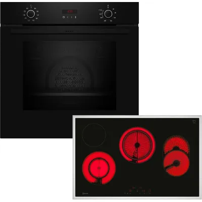 NEFF Backofen-Set BX48PB0 (B2CCG6AK3+T18SDH9L0) | Pyrolyse | Umluft | Glaskeramik Kochfeld 80cm | Touch Control | A+
