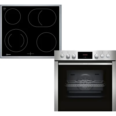 NEFF Einbauherd-Set EDX40 E1CCD2AN3+M13R42N2 | Backofen Heißluft & EasyClean | Glaskeramikkochfeld 60cm | A+ | Edelstahl
