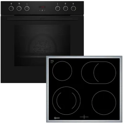 NEFF Einbauherd-Set EDX4B0 | CircoTherm Heißluft | Glaskeramik-Kochfeld 60cm | A+ | Hydrolyse | 71l | Schwarz