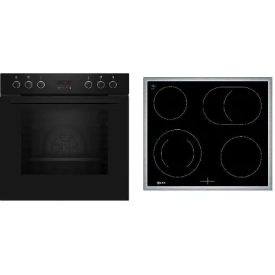 NEFF Einbauherd-Set EDX4PB E2CCG6AK0+M13R42N2 | CircoTherm & Pyrolyse | Elektrokochfeld 60cm | Glaskeramik | A | schwarz