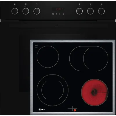 NEFF Einbauherd-Set EX4PB0 (E2CCG6AK3+M16SRF0L0) | Pyrolyse | Glaskeramik-Kochfeld 60cm | Umluft | 71l | A+ | schwarz