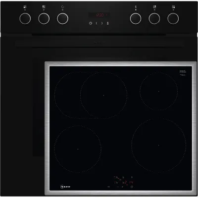 NEFF Einbau-Herd-Set EX4PIB0 (E2CCG6AK4+M56SBF1L0) | Induktion 60cm | Pyrolyse | Umluft | 71l | A+ | 4 Zonen | schwarz