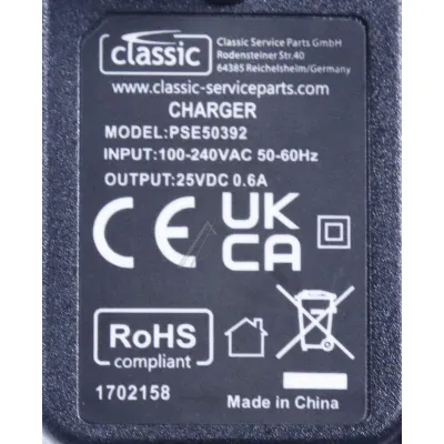 Netzadapter für Delonghi Staubsauger Classic PSE50392EU 25V/0,6A