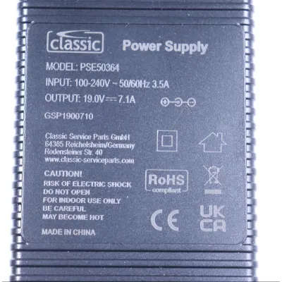 Netzteil für Fritteuse Classic PSE50364EU 19V 7,1A 135W mit Netzkabel