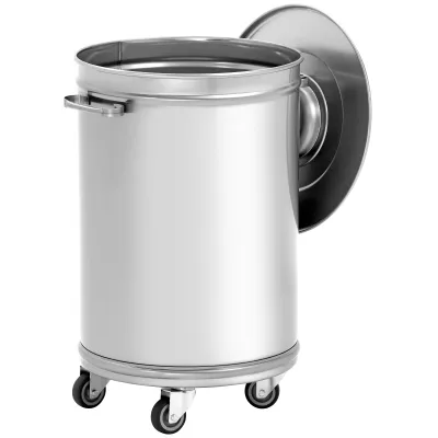 Neumärker Abfalleimer 00-90255 | Edelstahl | 56 Liter | auf Rollen | 460x400x620/723mm | Deckel mit Griff | silber