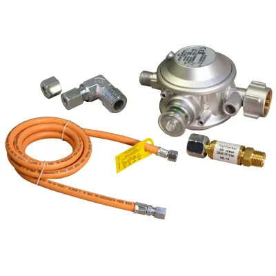 Neumärker Anschlussset Gas-Crêpesgeräte 388-3546 | 50 mbar | Druckminderer | 200 cm Gasschlauch | Schlauchbruchsicherung