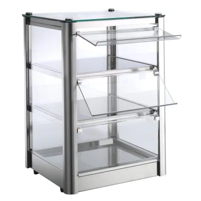Neumärker Backwaren-Vitrine Cube 3 Neutral 05-10318NE | Bäckerei-Theke Edelstahl & Glas | Türen beidseitig | 370x370x540 mm