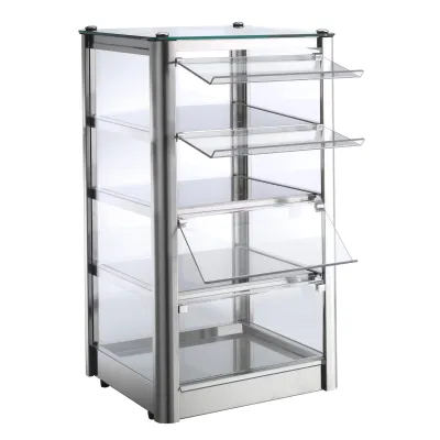 Neumärker Cube Backwaren-Warmhaltevitrine 4 Selbstbedienung 05-10353 | beheizt | Glas & Edelstahl | 370x370x700 mm | 400W | 230V