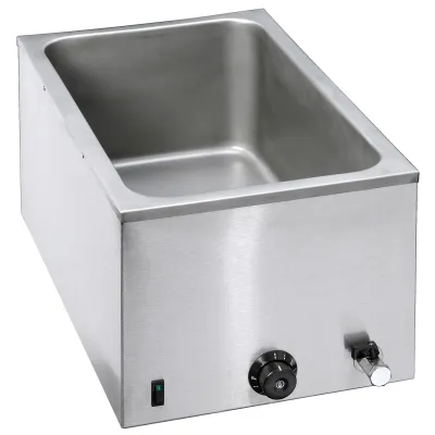 Neumärker Bain-Marie 1/1 GN 200 mm tief 00-00333 | Edelstahl | Wasserablaufhahn | 230V | 1,2 kW | 355x550x295 mm