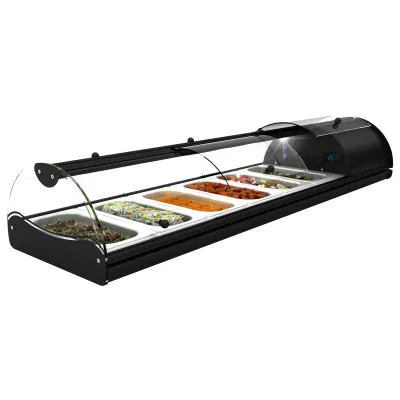 Neumärker Buffet-Kühlvitrine Self-Service Tapas 6 05-70565 | 6x 1/3 GN | +2° bis +6°C | LED | Frontklappen | 1438x395x245 mm