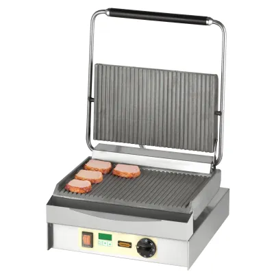 Neumärker Chopper-Grill 11-80432DT | Edelstahl Kontaktgrill geriffelt | Digitaltimer | 360x230 mm | 3,4 kW