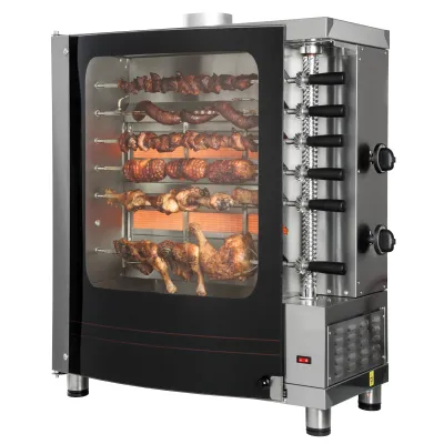 Neumärker Churrasco Grill G7 Gas 05-71260 | Profi-Erdgas-Spießgrill | 7 Drehspieße | Edelstahl | 6,6 kW | 690x380x840 mm