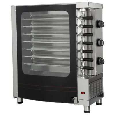 Neumärker Churrasco Grill R7 Elektro 05-71259| 7 Spieße | Edelstahl | 6,5 kW | 400V | Profi Drehgrill | 05-71259